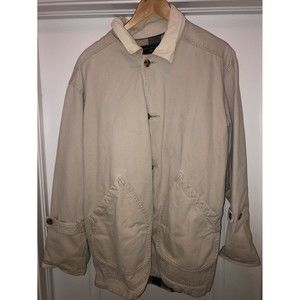 Large Mens Jacket Cotton Tan Khaki Button Down The Limited Collection 92 93 Vtg